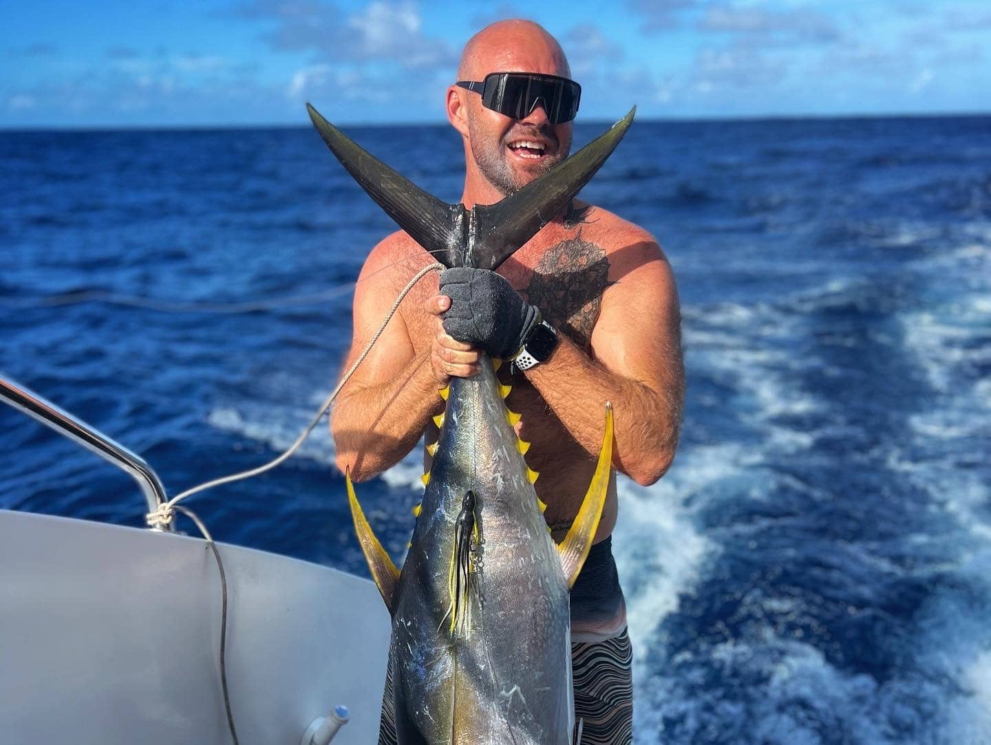 CJ Coetzee with tuna catch