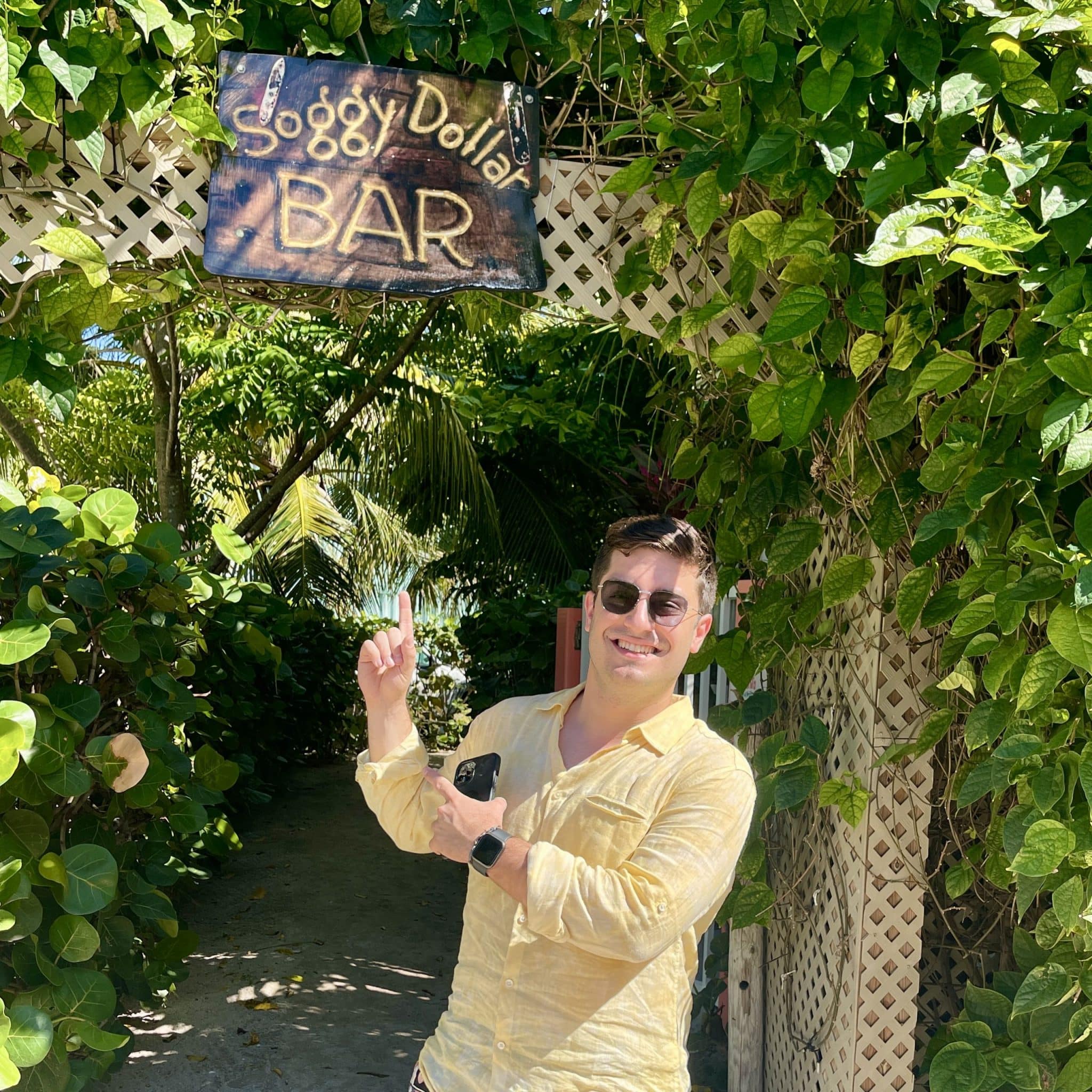 Yacht Charter Broker Leonidas Marousos at Soggy Dollar Bar on Jost Van Dyke, BVI