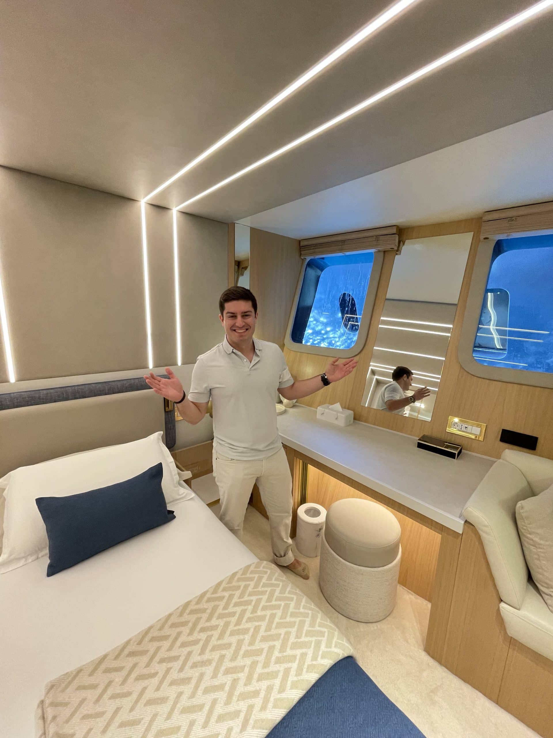 Yacht Charter Broker Leonidas Marousos on yacht tour